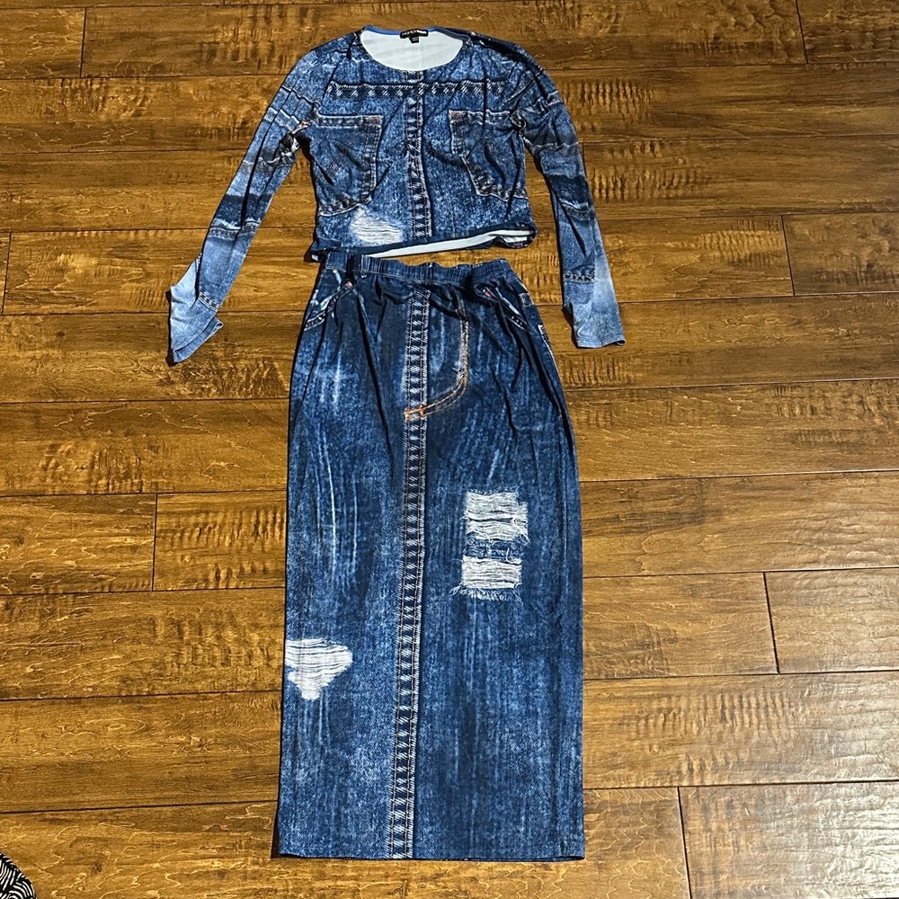 Jean skirt set